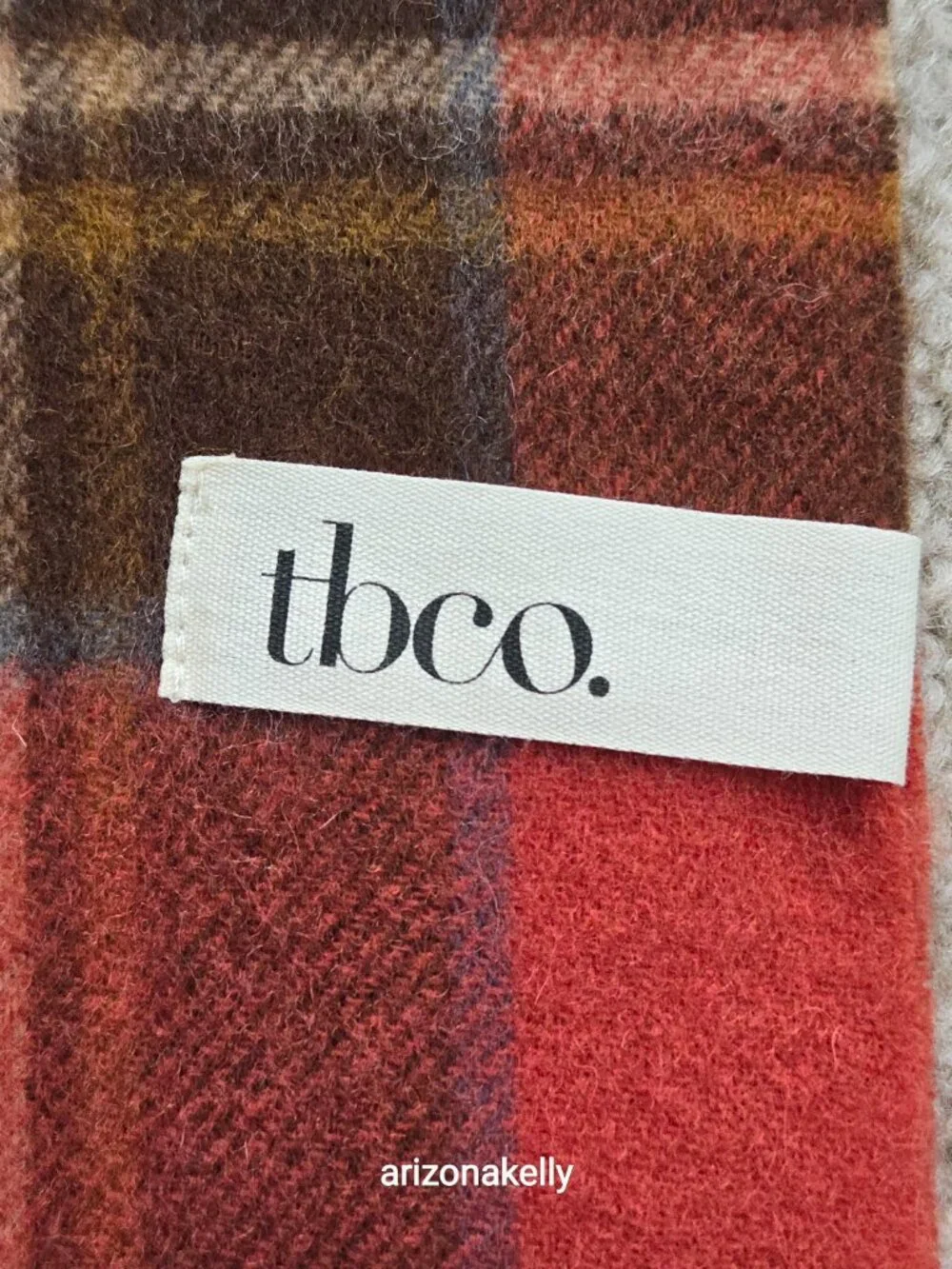 NWOT tbco Red Plaid Scarf Lambswool - Picture 6 of 12